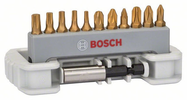 Bosch 12 Piece "max Grip" Screwdriver Bit Set PZ, PH, TX & Magnet Bit Holder 2 608 522 132