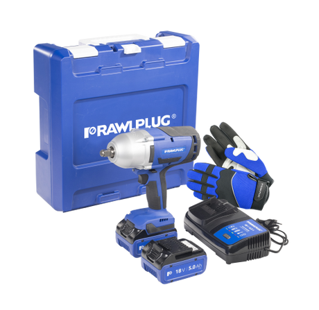 Rawlplug 18V Hi-Torque Impact Wrench with 2 x 5ah Batteries R-PIW18-XL2