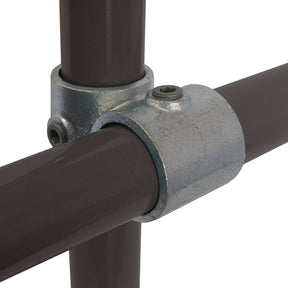 90 Degree Crossover C40 Size 7 (G32) Handrail Fitting, Galvanised 161-C42 (Kee Klamp Compatible 45-7)