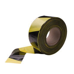 70mm x 500 Metre Black and Yellow Barrier Cordon Tape (Non Adhesive)