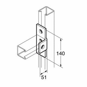 SB606 / P1033 90 Degree T Bracket, Unistrut compatible, galvanised