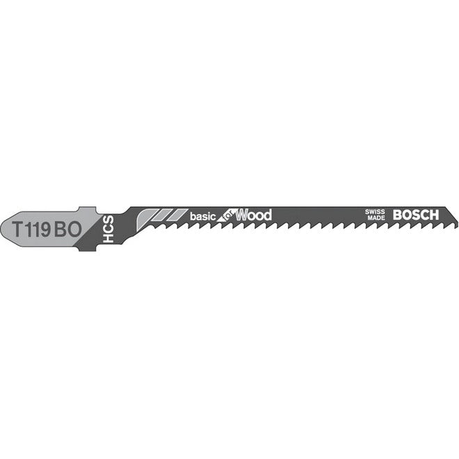 Bosch T119BO 83mm Jigsaw Blade for wood 4-50mm (Pack of 5) P/No. 2 608 630 310