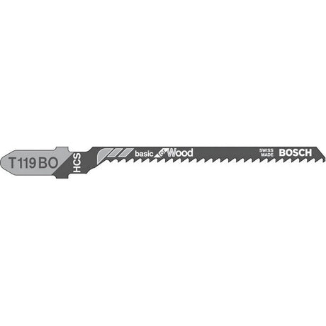 Bosch T119BO 83mm Jigsaw Blade for wood 4-50mm (Pack of 5) P/No. 2 608 630 310