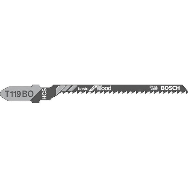 Bosch T119BO 83mm Jigsaw Blade for wood 4-50mm (Pack of 5) P/No. 2 608 630 310