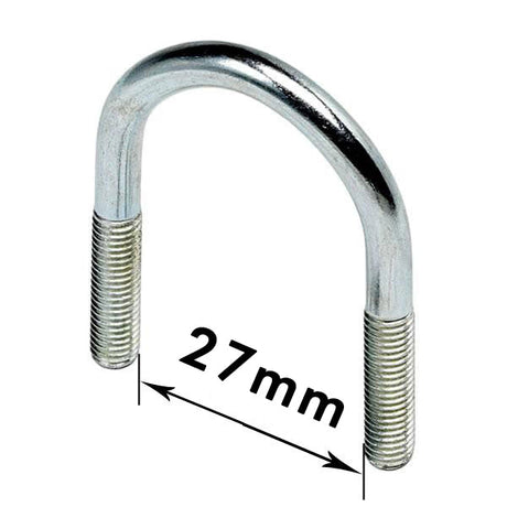 U - Bolts 3/4" Nominal Bore, 27mm Width Between Legs, Mild Steel Bright Zinc Plated (M6) Bolt only