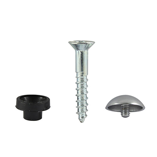 No8 x 1" Mirror Screw Steel 1/2" Dome Cap Chrome