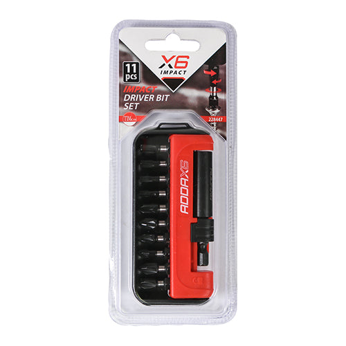 11 Piece Addax X6 Impact Screwdriver Bit Set 228447