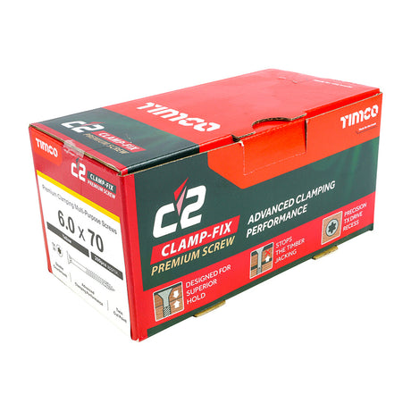 6.0 x 70 Timco Countersunk TX30 Clamp Fix C2 Woodscrews Yellow 60070C2C