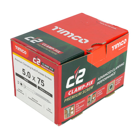 5.0 x 75 Timco Countersunk TX25 Clamp Fix C2 Woodscrews Yellow 50075C2C