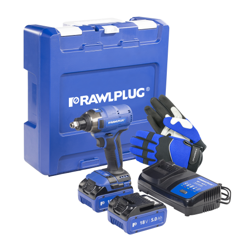 Rawlplug 18V Impact Drive Wrench Brushless with 2 x 5.0ah batteries R-PID18-XL2-UK