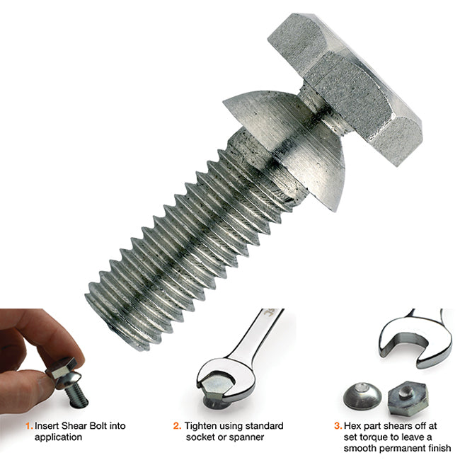M10 x 50mm Button Head Security Shear Bolt, Stainless Steel A2