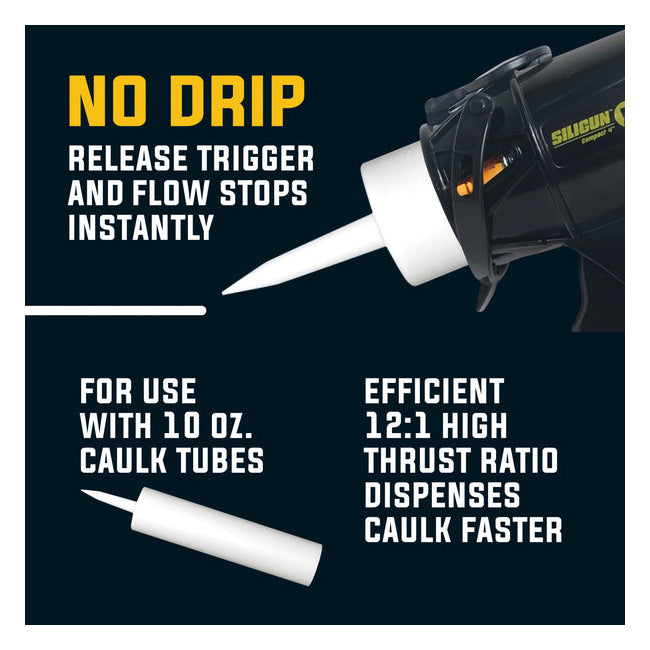 Siligun Classic Compact Gun for resin, sealant or caulk cartidges, 12:1 Push Ratio