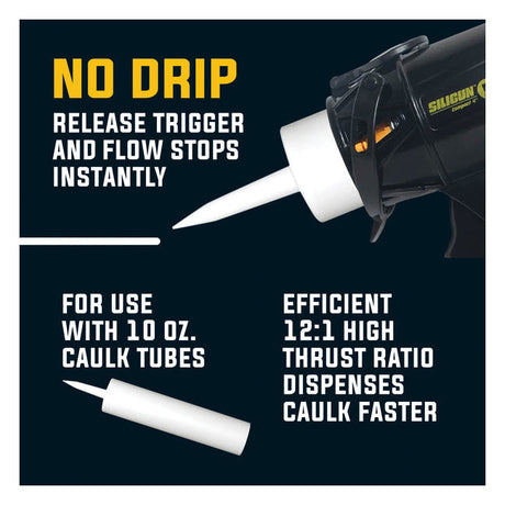Siligun Classic Compact Gun for resin, sealant or caulk cartidges, 12:1 Push Ratio