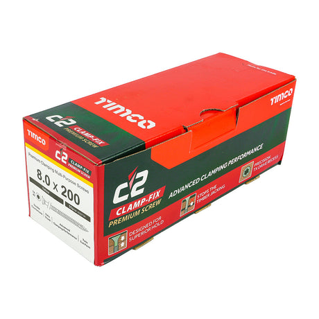 8.0 x 200 Timco Countersunk TX40 Clamp Fix C2 Woodscrews Yellow 80200C2C