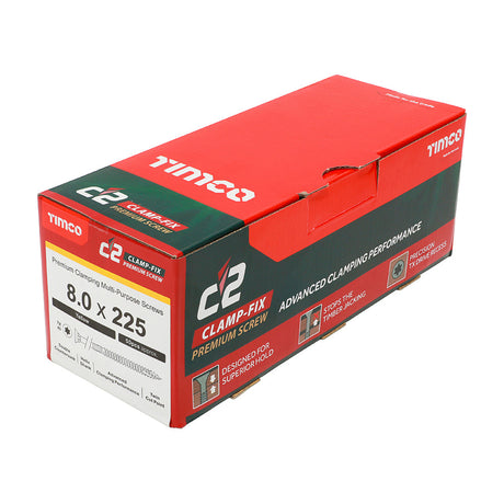 8.0 x 225 Timco Countersunk TX40 Clamp Fix C2 Woodscrews Yellow 80225C2C