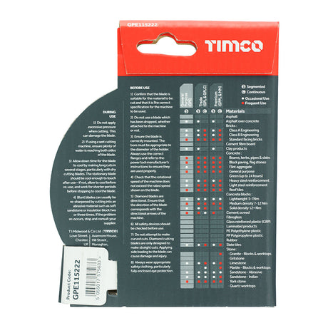 Timco 4" 1/2 (115 x 22.2mm) General Purpose Sintered Diamond Disc