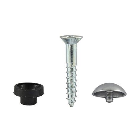 No8 x 2" Mirror screw Steel 1/2" Dome Cap Chrome