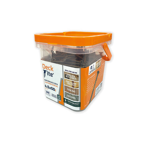 Deck-Tite 4.5 x 50mm Countersunk Pozi Woodscrew, Net Coat Green. Tub of 500