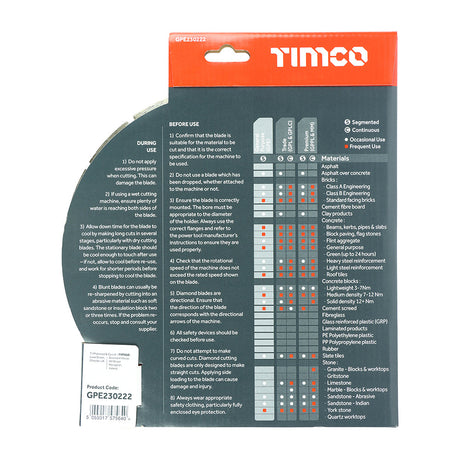 Timco 9" (230 x 22.2mm) General Purpose Sintered Diamond Disc