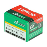 3.5 x 12 Timco C2 Strong Fix Premium Woodscrew, Countersunk Pozi Pz2, Steel Zinc / Yellow Plated 35012C2