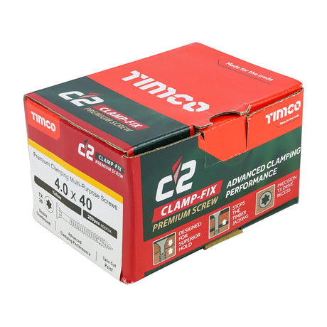 4.0 x 40 Timco Countersunk TX20 Clamp Fix C2 Woodscrews Yellow 40040C2C