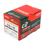 5.0 x 70 Timco Countersunk TX25 Clamp Fix C2 Woodscrews Yellow 50070C2C