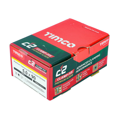 5.0 x 90 Timco Countersunk TX25 Clamp Fix C2 Woodscrews Yellow 50090C2C
