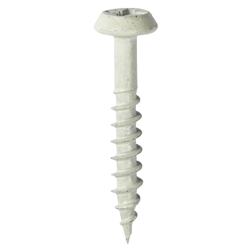 5.0 x 25 Low Profile Classic Exterior Screws White, PZ2, Tub of 400, Timco 50025CLARW