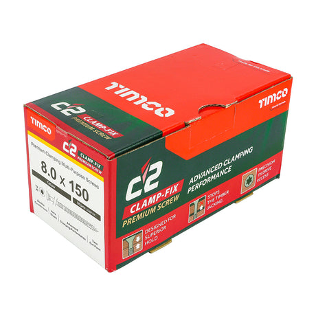 8.0 x 150 Timco Countersunk TX40 Clamp Fix C2 Woodscrews Yellow 80150C2C