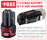 Bosch GST12V-70 Cordless Jigsaw with 2 x 2.0Ah Batteries (Free 2.0ah Battery & USB Devices Charger)