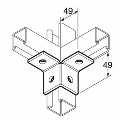 SB707 / P2223 Wing Bracket, Unistrut compatible, galvanised