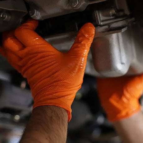 Large Gator Gripz Heavy Duty Nitrile Gloves, Orange (Box of 50)