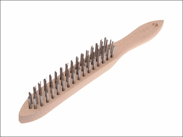 3 Row Heavy Duty Wire Scratch Brush with Wooden Handle