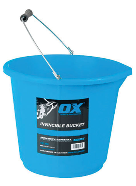 Ox Tools 15 Litre Tough Bucket Blue, High Rubber Content