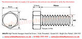 M5 x 70 Hexagon Head Set Screws High Tensile Grade 8.8 Bright Zinc Plated, DIN 933