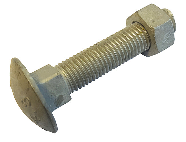M16 x 100 Galvanised Carriage / Coach / Cup Square Bolts with Nuts DIN 603/934