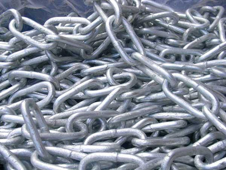 6mm x 1 Metre (ID 42 x 13mm) Galvanised/Galvanized Long Link Steel Chain, Sold in multiples of 1 Metre