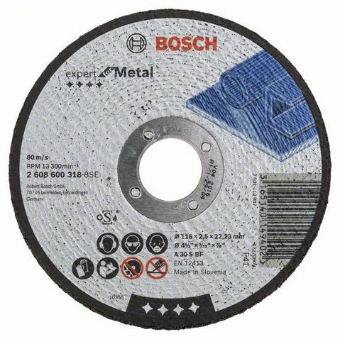 Bosch 100 x 16 x 2.8mm (4" x 1/8" x 5/8") Metal Flat Cutting Disc 2608600091