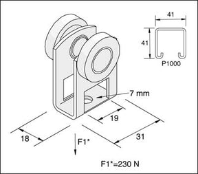 Unistrut P2749 Steel Roller & Carriage