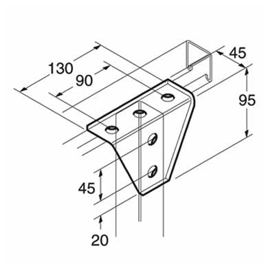 SB552 / P1727 Angle Bracket, Unistrut compatible, galvanised
