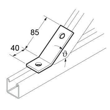 SB522 / P2101 30 Degree Obtuse Angle Bracket, Unistrut compatible, galvanised