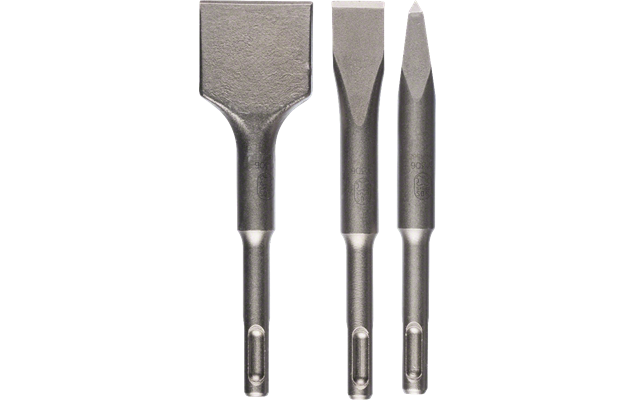 Bosch 3 Piece 140mm SDS -Plus Chisel Set, Point, Flat & Spade 2 608 690 180