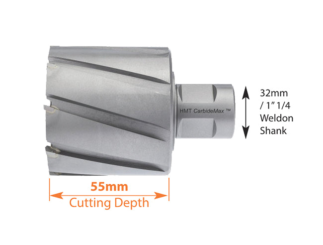 HMT XL 135mm Carbide Max55 TCT Broaching Cutter 55mm Drilling Depth 108020-1350