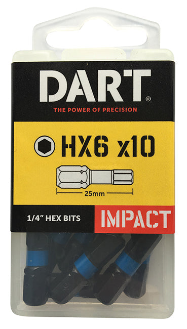 Dart 6 x 25mm Hex Impact Driver Bit (Pack of 10) DDIHX6-10