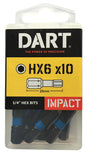 Dart 6 x 25mm Hex Impact Driver Bit (Pack of 10) DDIHX6-10