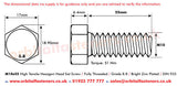 M10 x 55 Hexagon Head Set Screws High Tensile Grade 8.8 Bright Zinc Plated, DIN 933