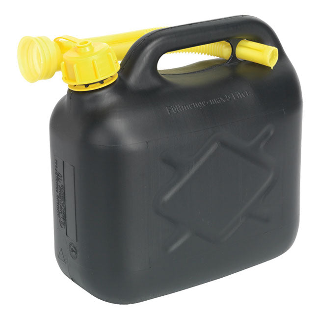 Black 5 Litre Plastic Fuel Can with Pouring Spout