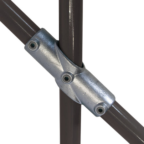 Adjustable 2 Socket Cross C28 Size 7 (G32) Handrail Fitting, Galvanised 130-C42 (Kee Klamp Compatible 30-7)