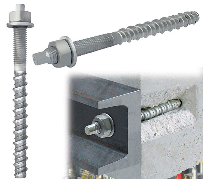 M10 x 175 Heavy Duty Concrete Anchor Screw with Hexagon Shank Nut & Washer