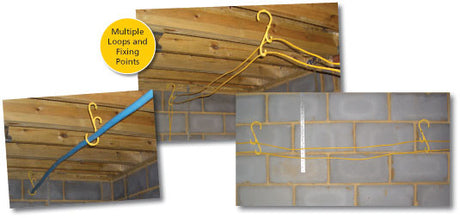 Multihook Cable Support, Yellow 250mm Long with 3 Hooks, 3 Screw Holes